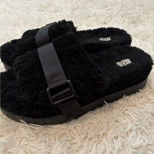 UGG Black Fluffy Slide Sandals | Cozy Shearling Slides | Size 11